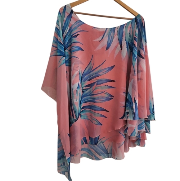 Show Me Your MuMu Zsa Zsa Dress Sz L Pink Blue Tropical Made USA Resort Vacation - Picture 4 of 13